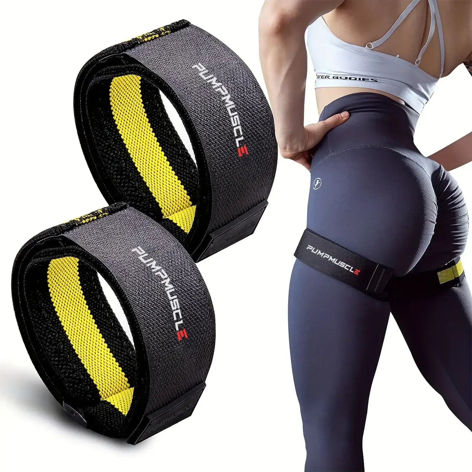 2PCS Adjustable Blood Flow Restriction Bands Yellow product image 1