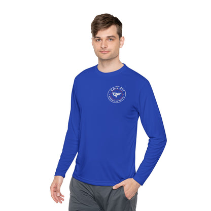 Adventure Crew long sleeve tee with coastal compass logo, featuring a comfortable fit and stylish nautical design.