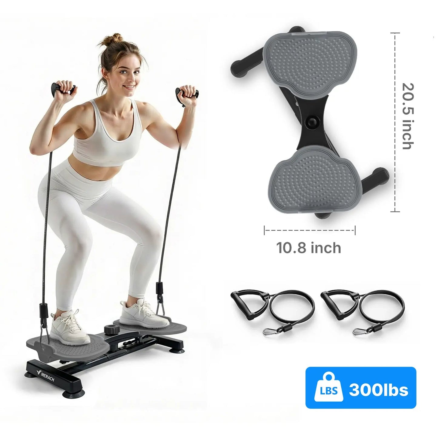 Fitness Essentials Merach waist twister machine with resistance bands, portable core workout equipment for abdominal toning and aerobic exercise