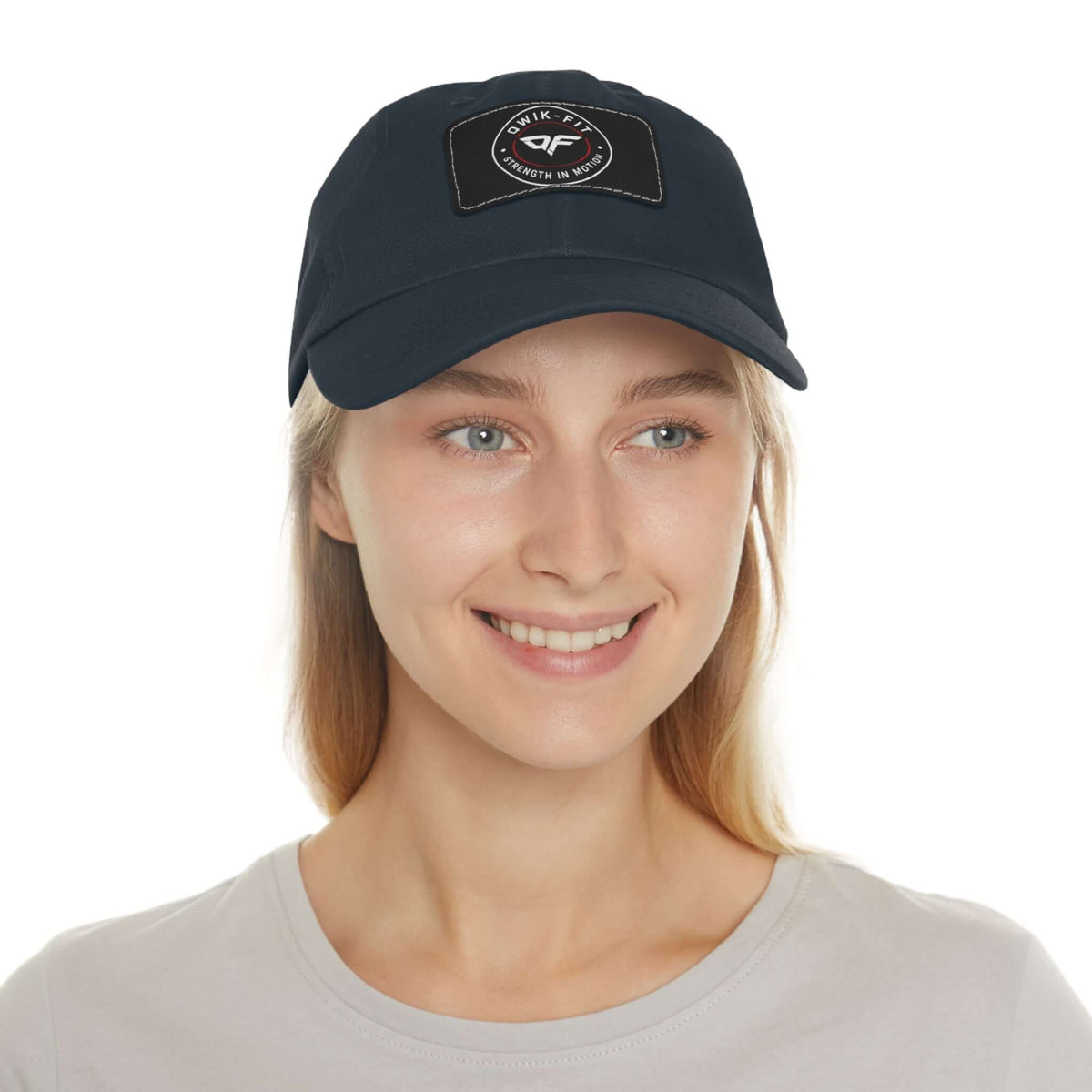 Qwik-Fit Leather Patch Dad Hat - Strength in Motion Baseball Cap product image 13