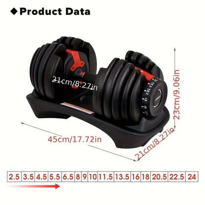 Adjustable Dumbbell 24KG with Anti-Slip Metal Handle(Black)-3