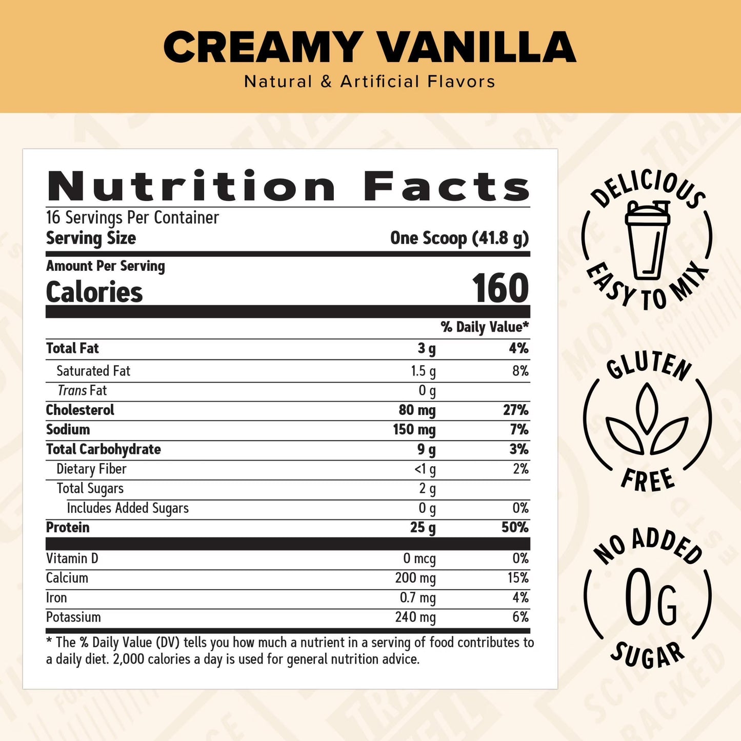 Live Well Protein Powder, 25G Whey Protein, Creamy Vanilla, Gluten Free, No Sugar Added, 16 Servings