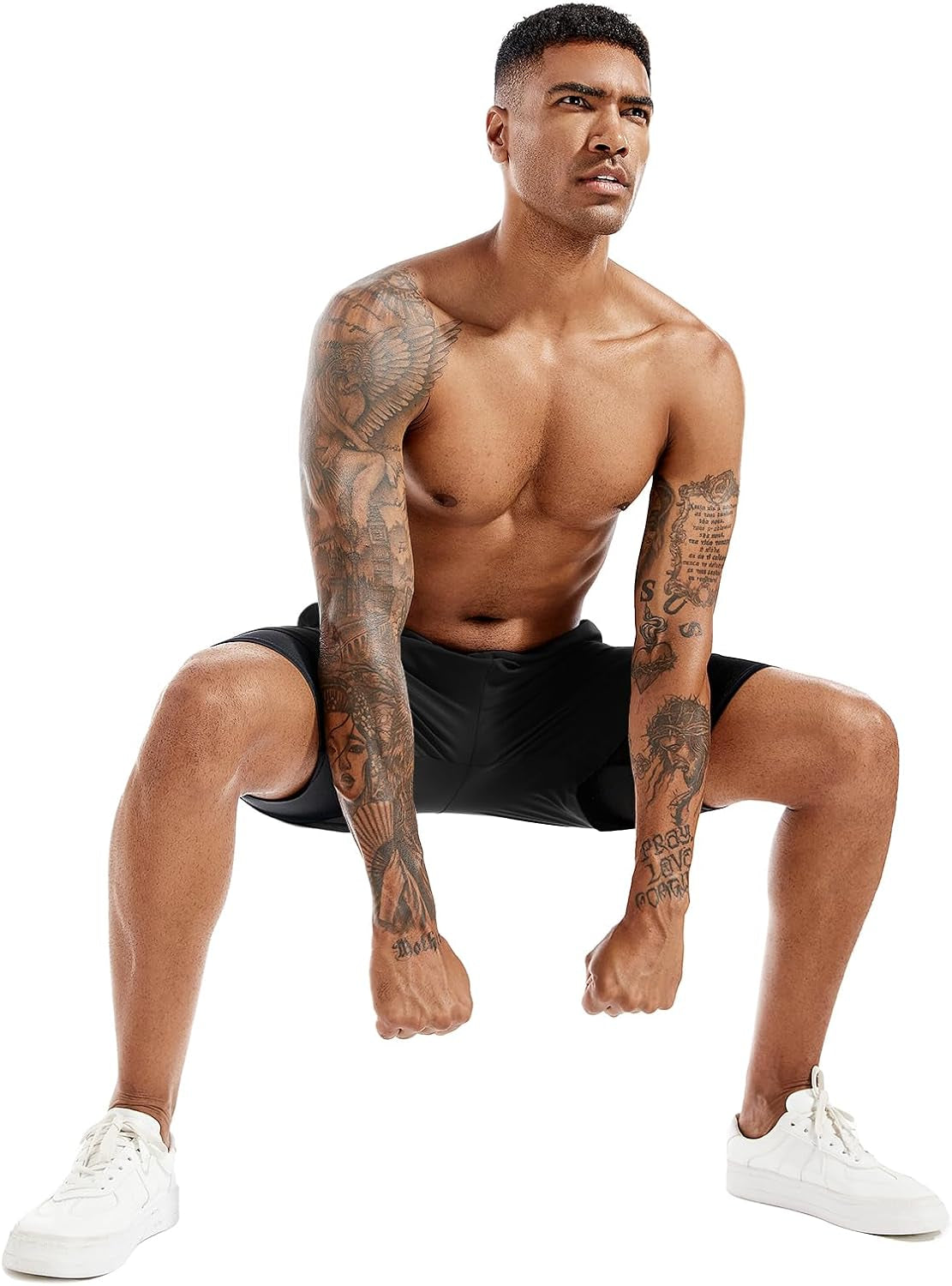 Men's TENJOY 2-in-1 running shorts with quick-dry fabric, phone pockets, available in 5-inch and 7-inch lengths, for athletic workouts