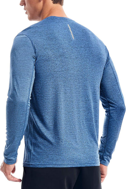 Zengjo men's long sleeve athletic shirt, moisture-wicking performance tee with UV and sun protection for running and gym workouts.