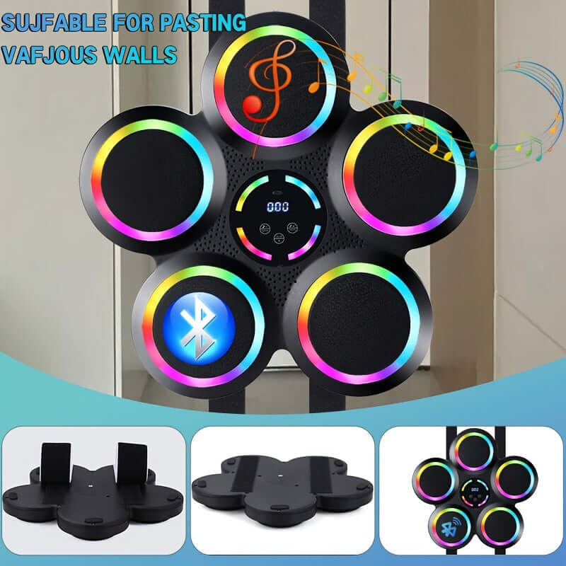 smart boxing machine with wireless music featuring colorful LED accents and Bluetooth connectivity for home workouts.