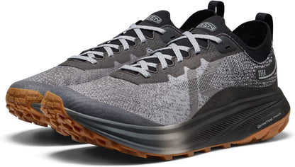 KEEN Seek Trail Running Shoes in black and gray with durable soles and breathable mesh for outdoor trail running.