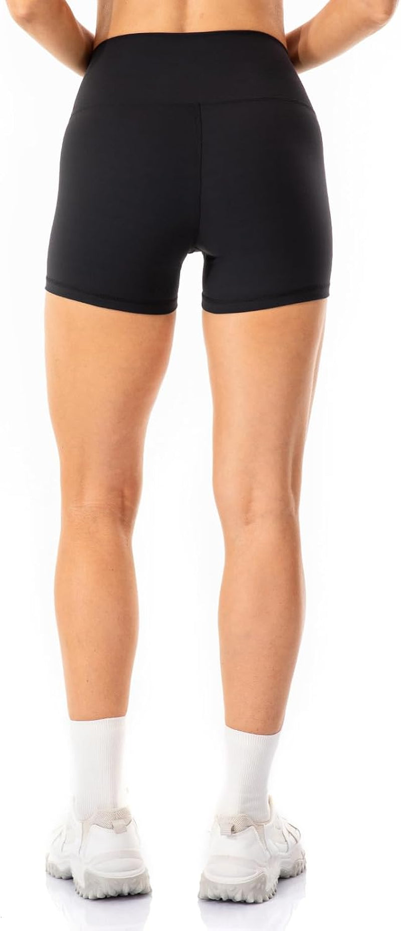 Lavento women's high-waisted biker shorts in 3-inch length, soft and comfortable for gym, running, and yoga workouts.