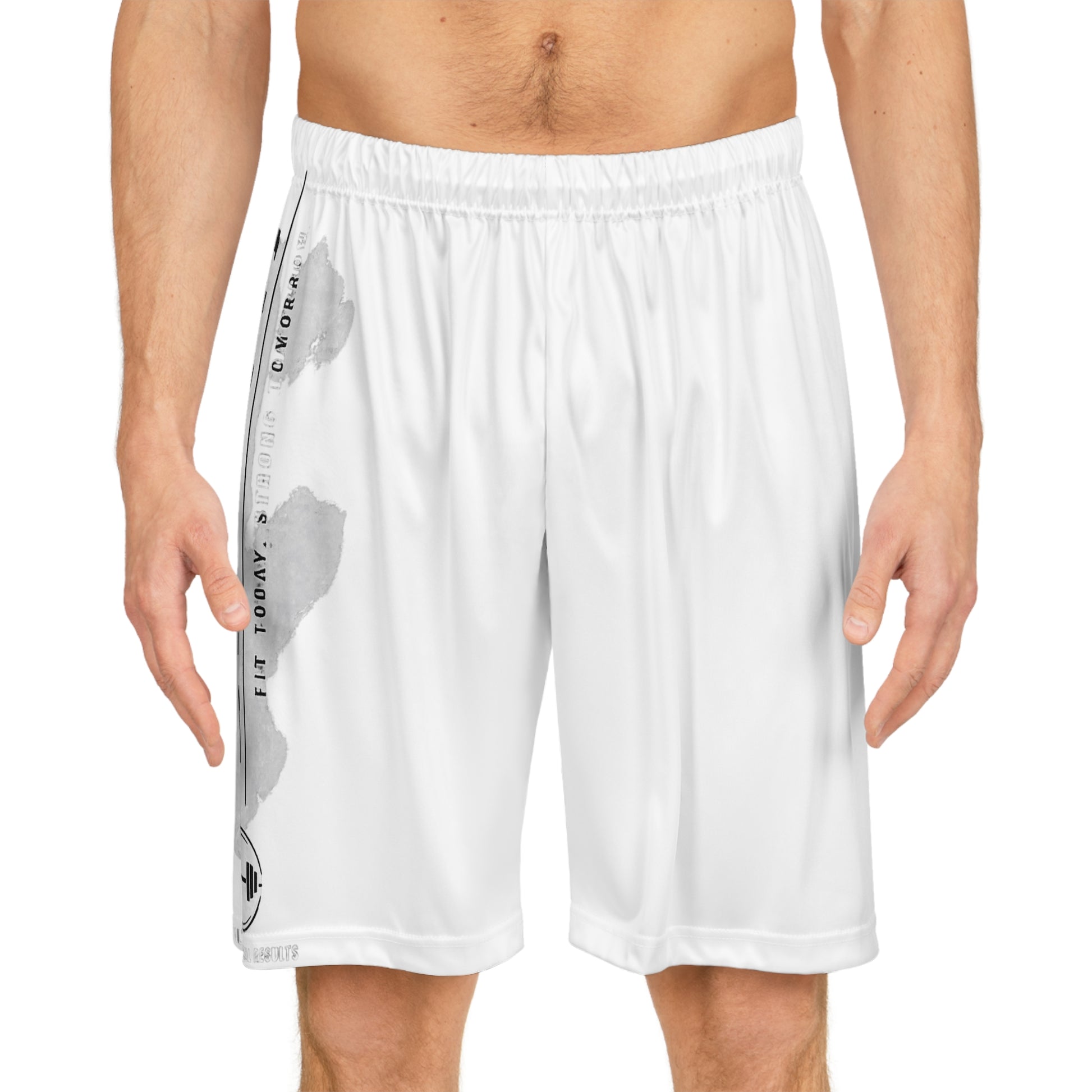 Qwik-Fit basketball shorts in white, customizable, and designed for comfort, ideal for custom basketball shorts.
