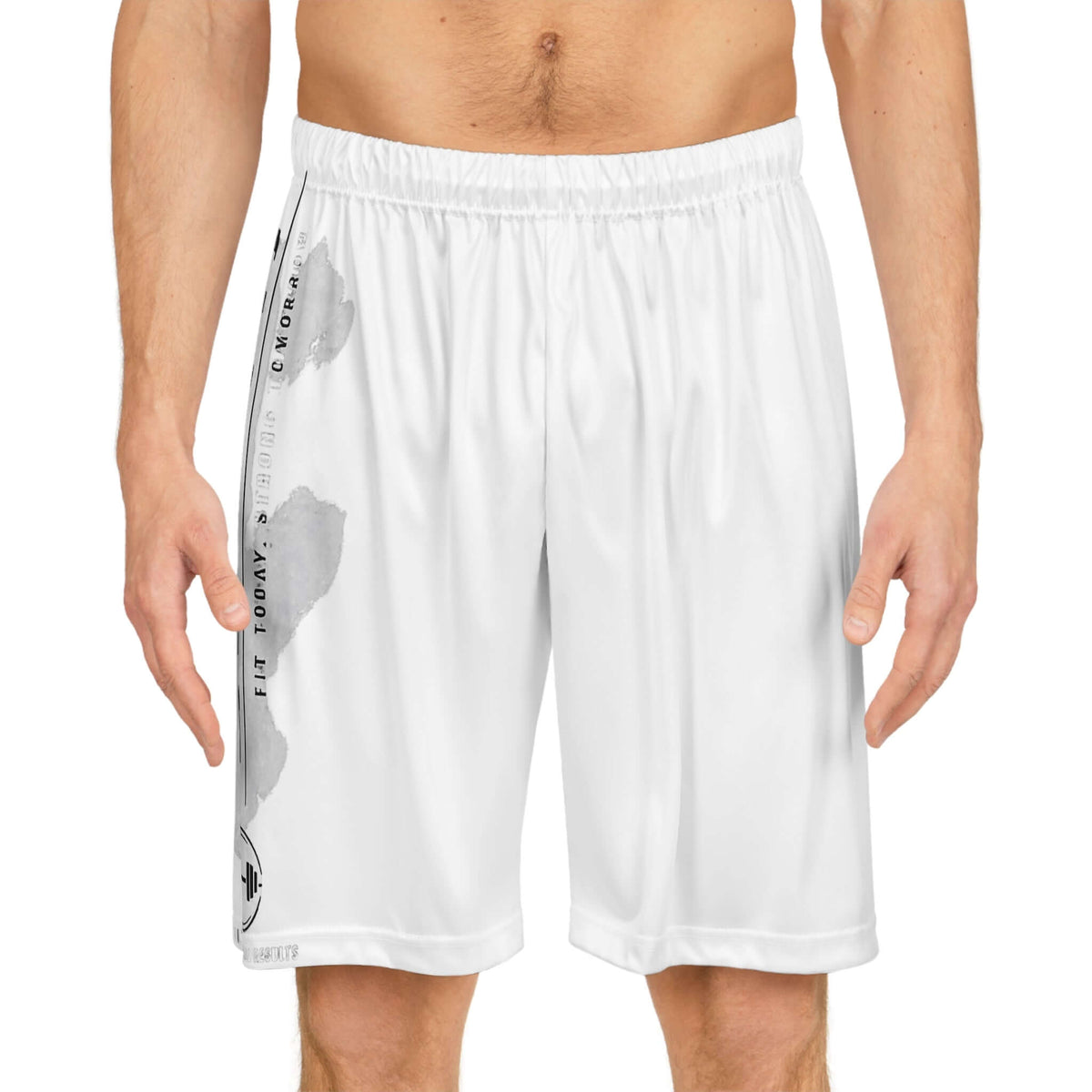 Qwik-Fit Moisture-Wicking Basketball Shorts showcased on a model, ideal for workouts and court activities.