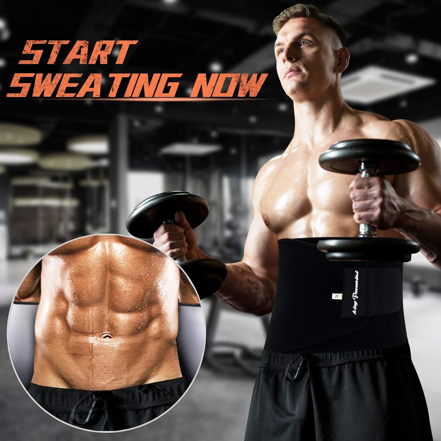 Kingpavonini waist trimmer belt for women and men, plus size sweat belt for abdominal support and workout enhancement.