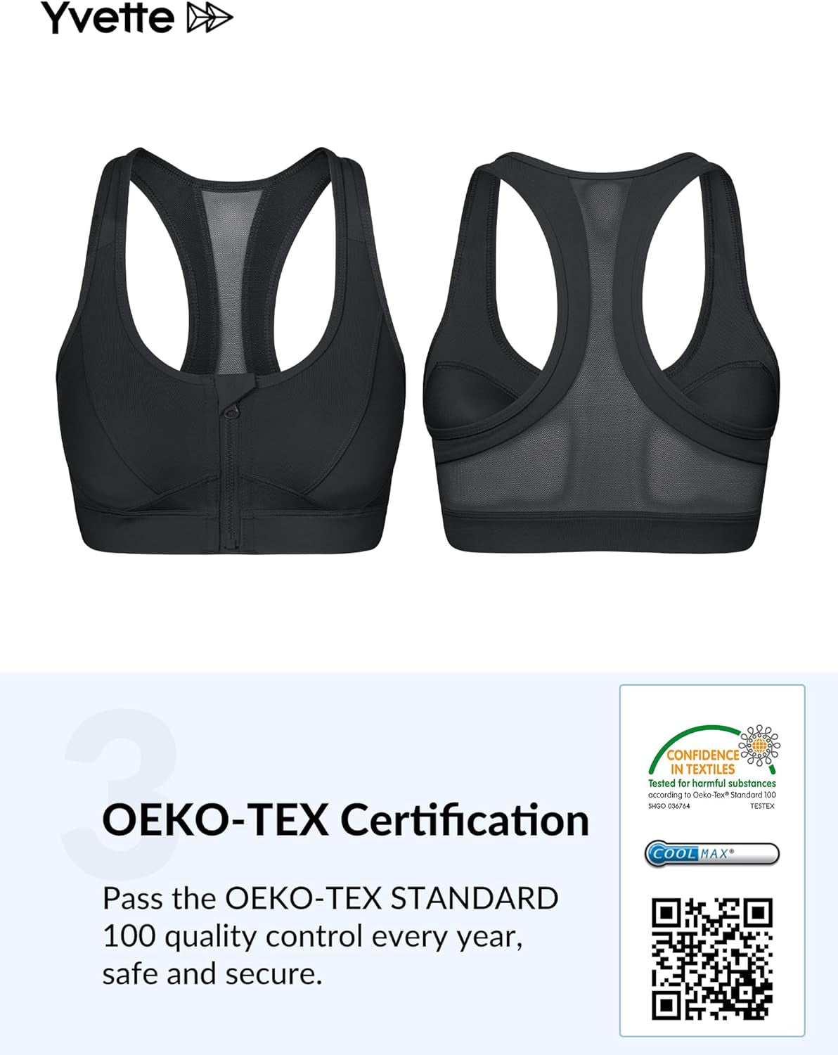 Yvette zip front high-impact sports bra for women, plus size workout and running fitness bra with supportive design and breathable fabric.