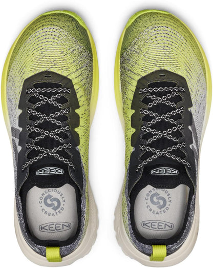 KEEN Seek trail running shoes in gray and black with rugged outsole and breathable mesh upper for outdoor running.