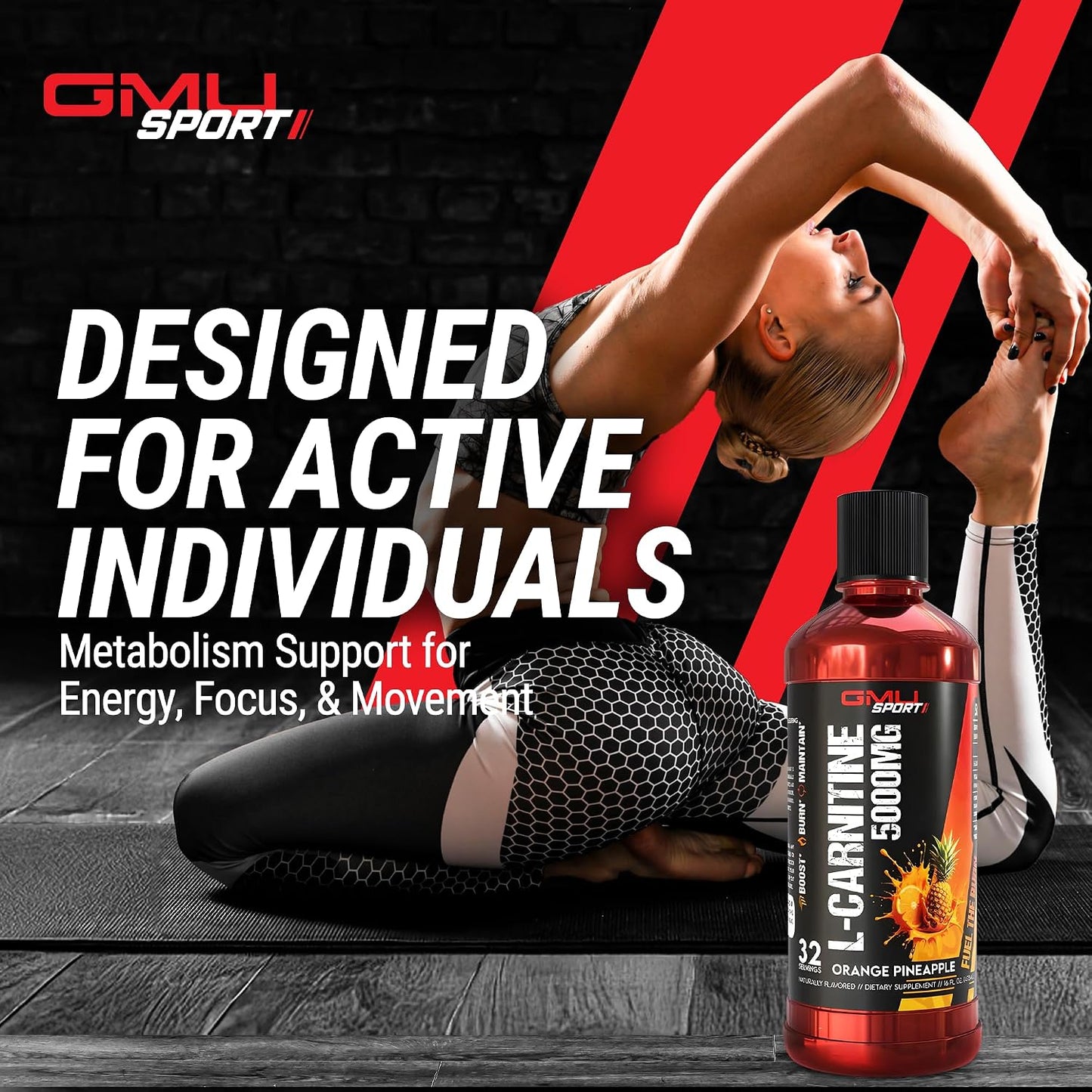 Liquid L-Carnitine 5000Mg – Orange Pineapple – Metabolic, Energy and Muscle Support Supplement – Stimulant-Free Pre Workout Alternative for Endurance, Exercise & Recovery – 32 Servings – GMU Sport