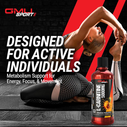 Liquid L-Carnitine 5000Mg – Orange Pineapple – Metabolic, Energy and Muscle Support Supplement – Stimulant-Free Pre Workout Alternative for Endurance, Exercise & Recovery – 32 Servings – GMU Sport