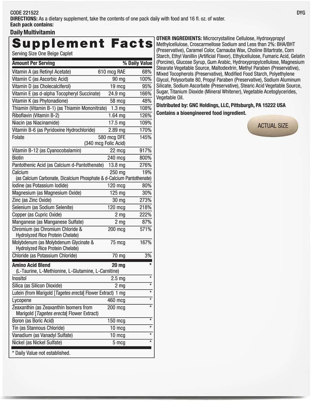 GNC Pro Performance Active Fitness Vitapak Program | 30 Servings