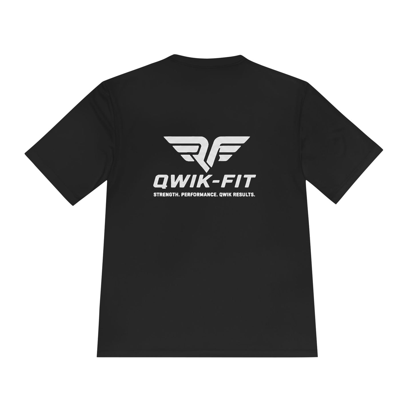 Printify Qwik-Fit Performance T-Shirt, moisture-wicking gym shirt in black, designed for active wear and workout comfort.