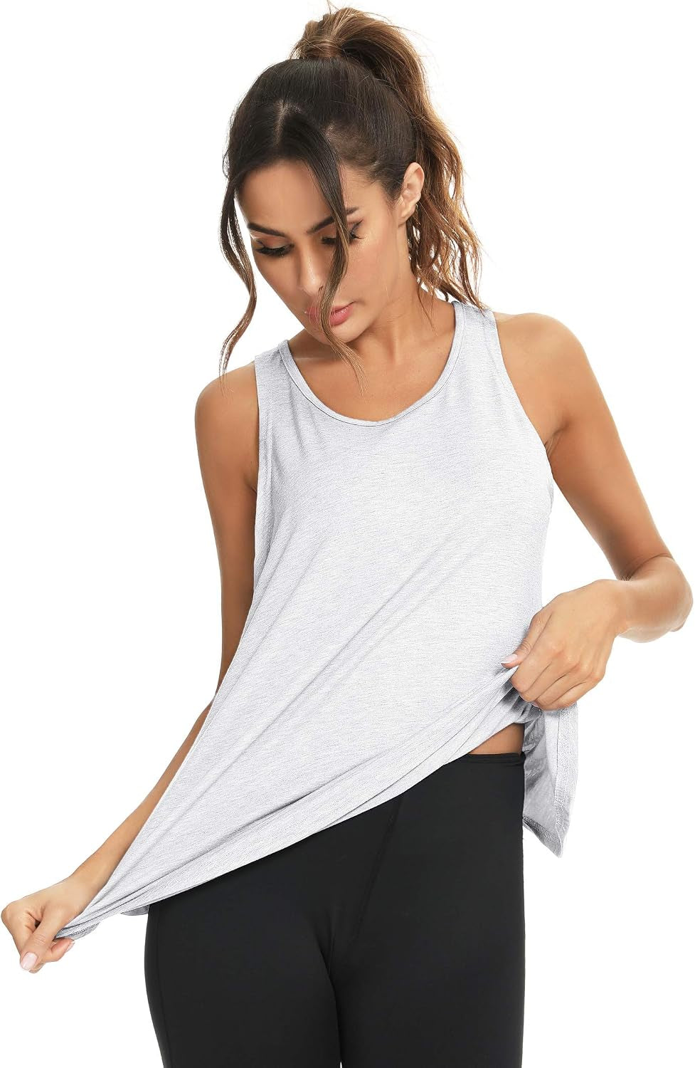 LYHNMW open back workout tank top with tie-back design, ideal for yoga and activewear, shown in a back view.