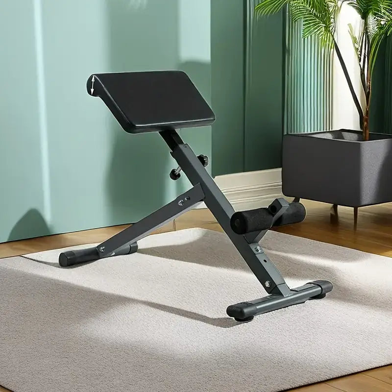 Adjustable Roman Chair - Black, Waist and Abdomen Fitness Stool for home workouts and gym use.