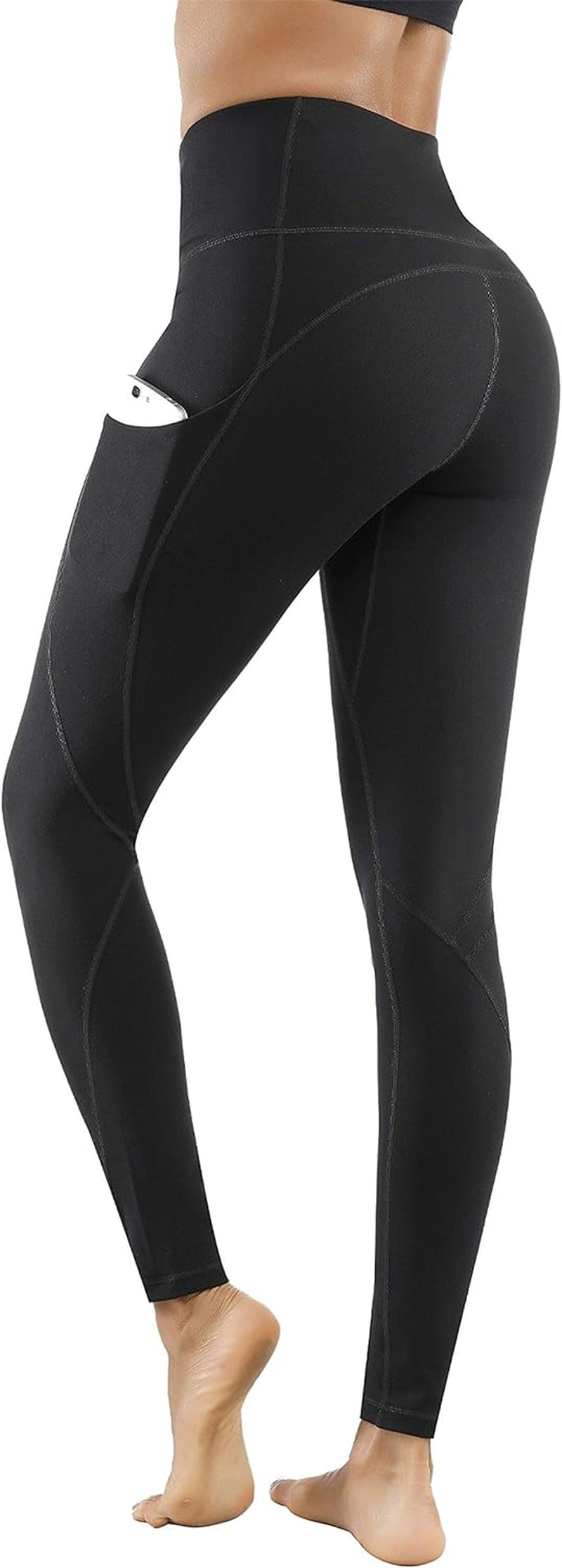 Lingswallow high waist yoga pants with pockets, tummy control, and four-way stretch for workout, running, and yoga.