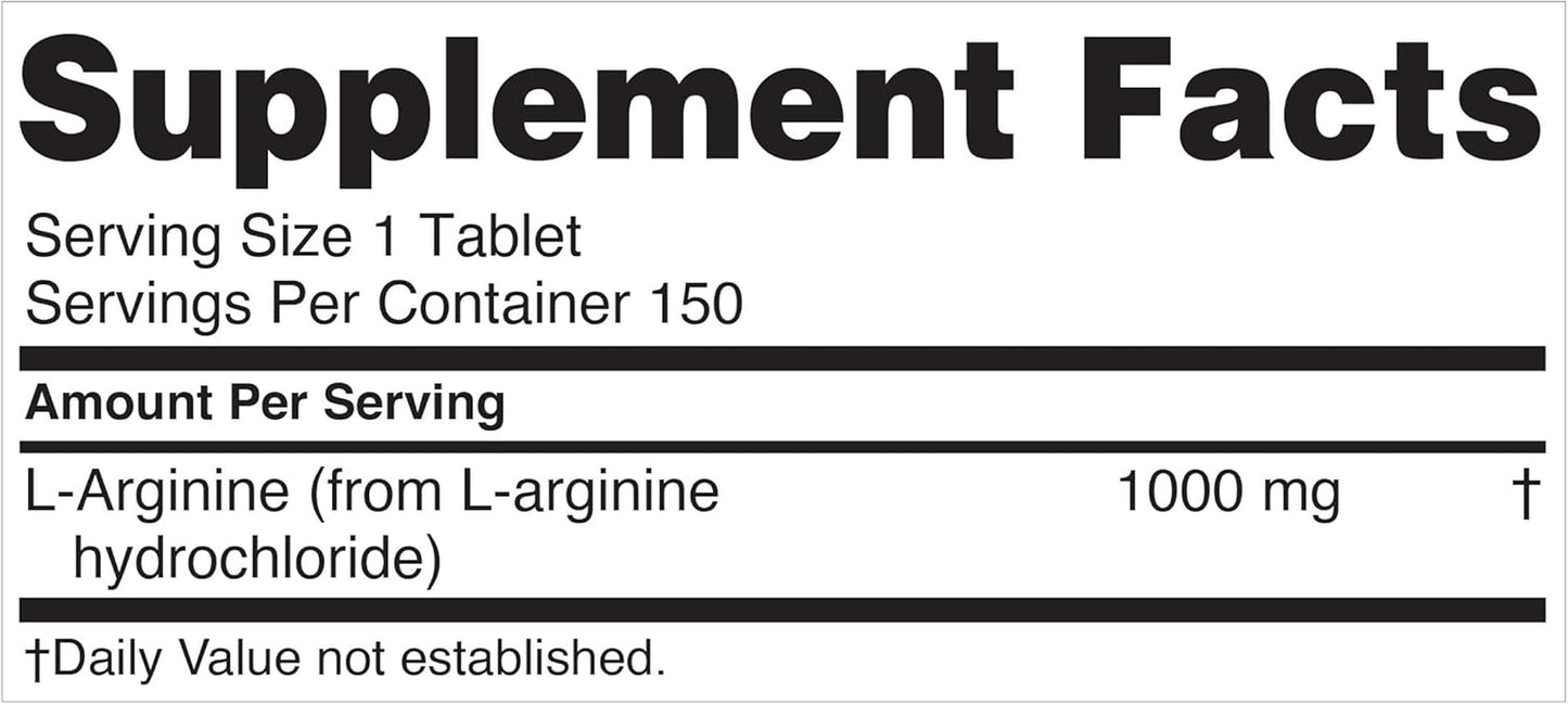 Nugenix Essentials L-Arginine Amino Acid Supplement, 1000 Mg, 150 Tablets