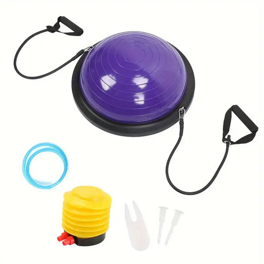 Balance Ball Gym Training Exercise Half Fitness with Pump & Band - Purple product image 1