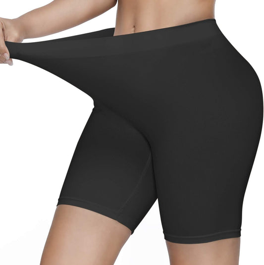 SIMIYA women's seamless slip shorts for under dresses, smooth, comfortable stretch yoga and bike shorts, shown in neutral color.