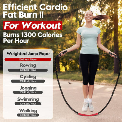 Weighted Jump Rope for Men and Women, 3Lb 4Lb 5Lb Adult Heavy Skipping Rope, Jumprope for Fitness,Workout Equipment, Fitness Equipment for Home Gym Exercise,Improve Strength and Building Muscle