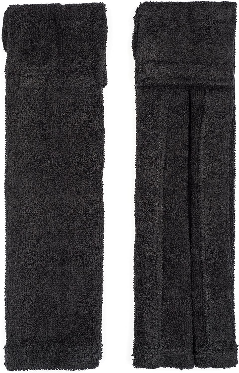 Suddora black football towel with hook and loop closure, made of pure cotton, designed for sweat absorption and grip maintenance during sports