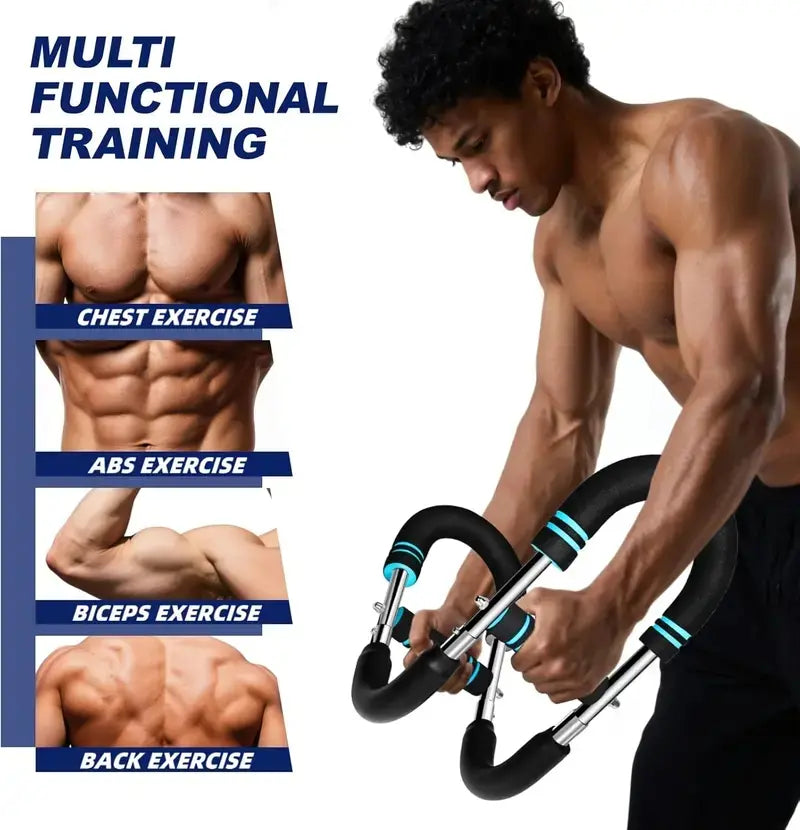 Fitness Essentials heavy-duty steel power twister with adjustable resistance and U-shaped arms for upper body strength training.