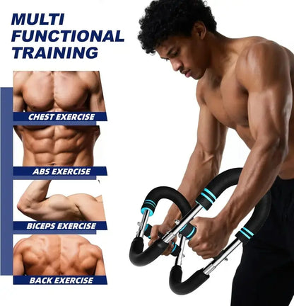 Fitness Essentials heavy-duty steel power twister with adjustable resistance and U-shaped arms for upper body strength training.