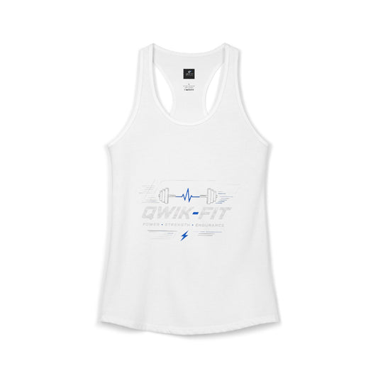 Women's ideal racerback tank top by Printify, featuring a comfortable fit and stylish design, shown in a close-up image.
