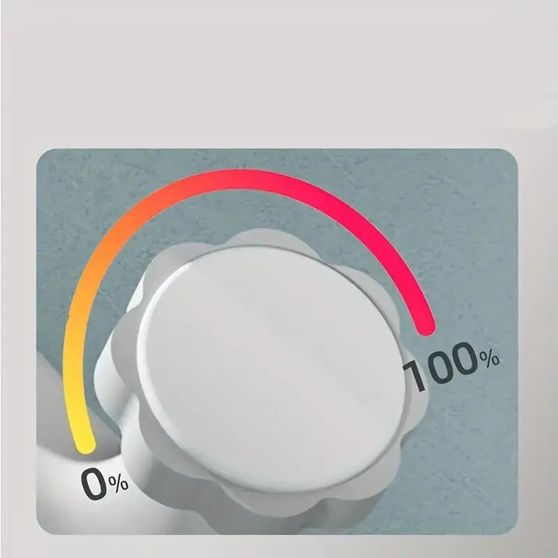 Close-up of a dial indicator showing adjustment levels from 0% to 100% for indoor fitness bike for aerobic workouts.