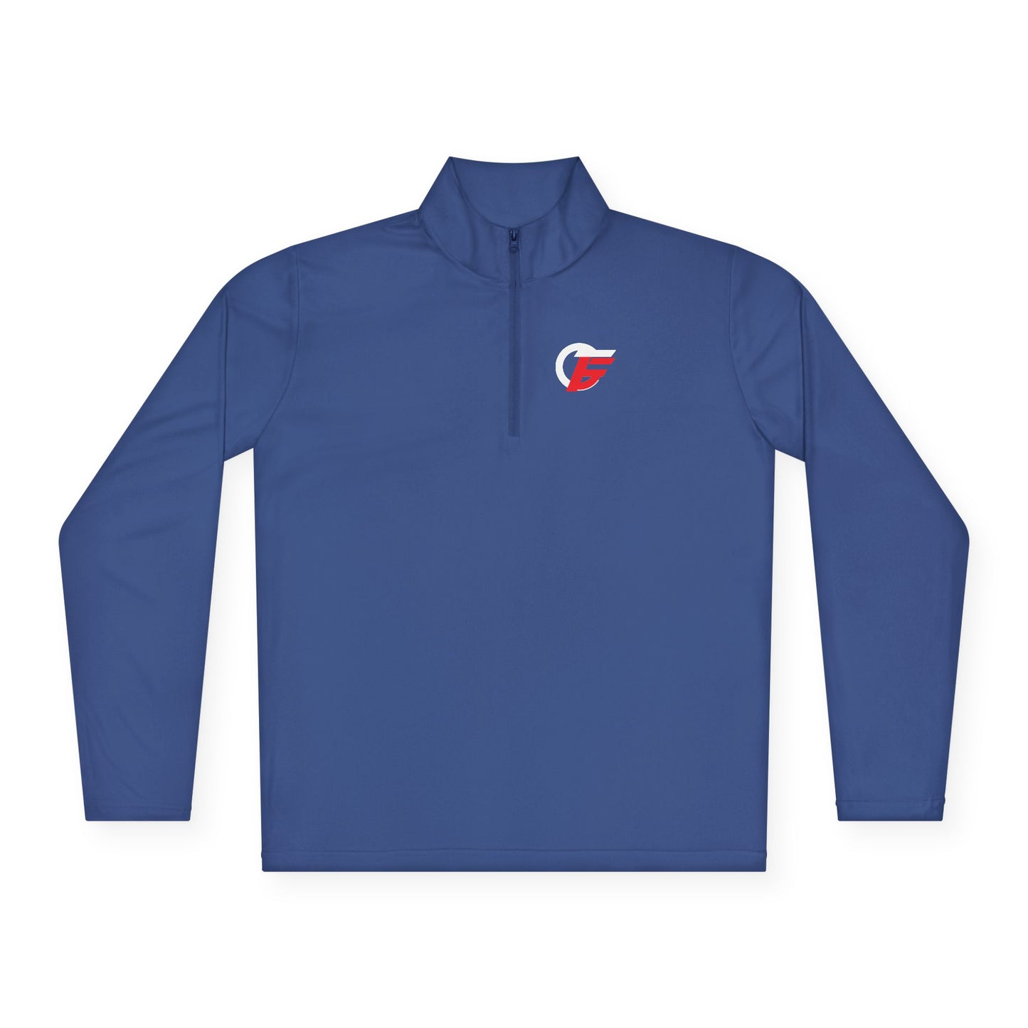 Quarter-Zip Pullover with Small Red 'F' Logo — Minimal Athletic Pullover