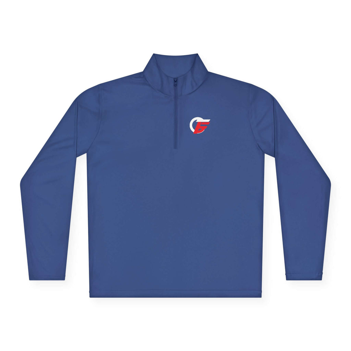 Lightweight quarter-zip pullover in True Royal color, perfect for workouts and casual wear.