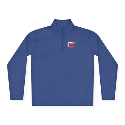 Quarter-Zip Pullover with Small Red 'F' Logo — Minimal Athletic Pullover