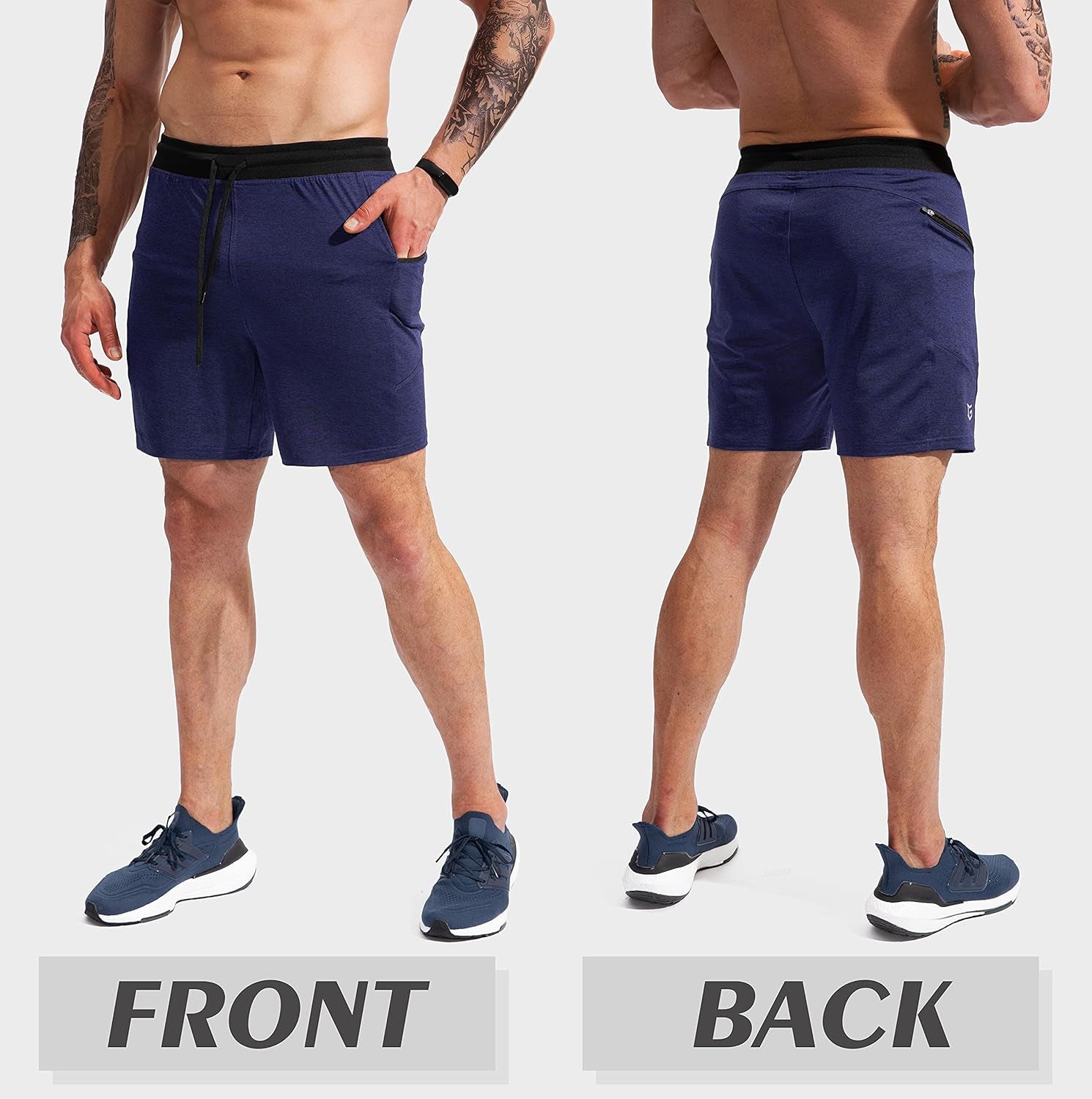 G Gradual men's 7-inch athletic gym shorts with quick-dry fabric and zipper pockets for workout and running activities.
