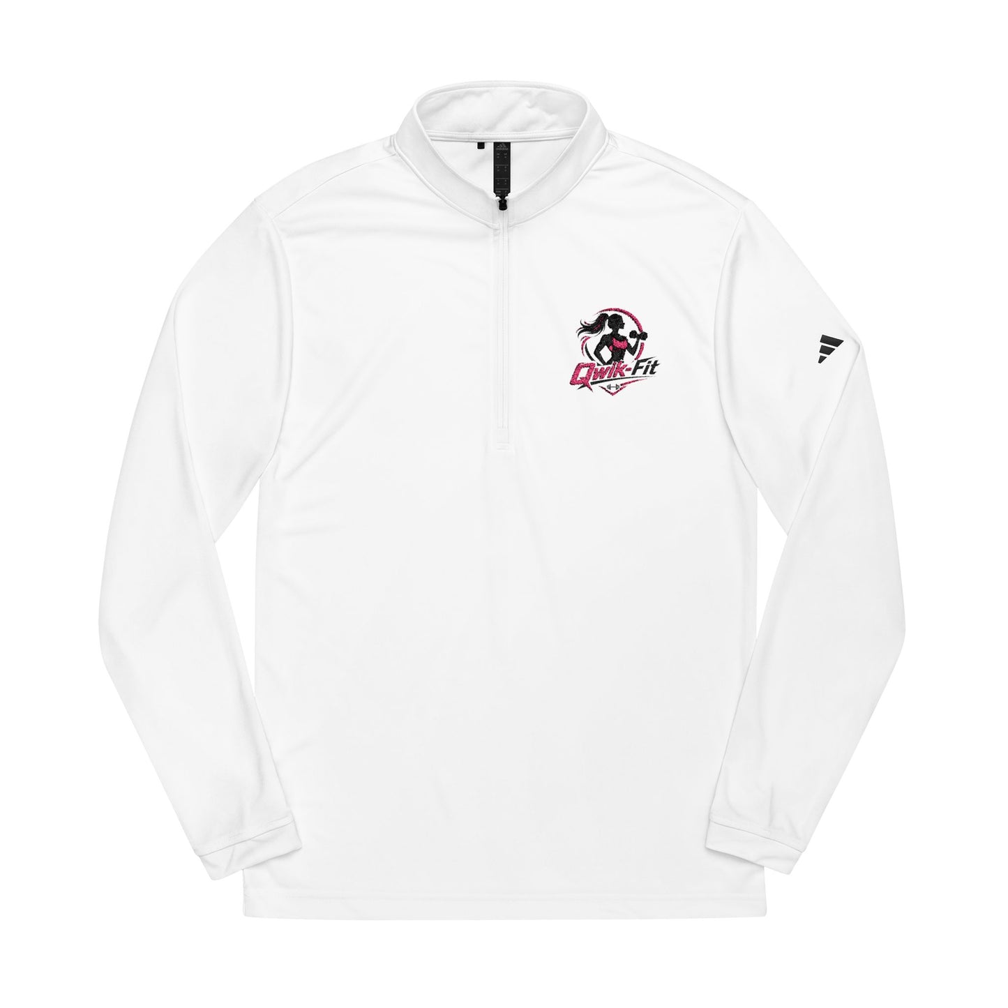 Embroidered soccer crest quarter-zip sweatshirt by Printify, featuring a detailed team crest on a comfortable pullover.
