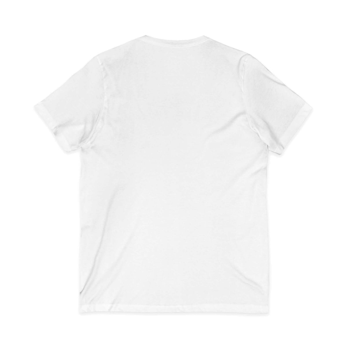 Back view of a white Qwik-Fit V-Neck Workout T-Shirt, designed for comfort and versatility during workouts and casual wear.