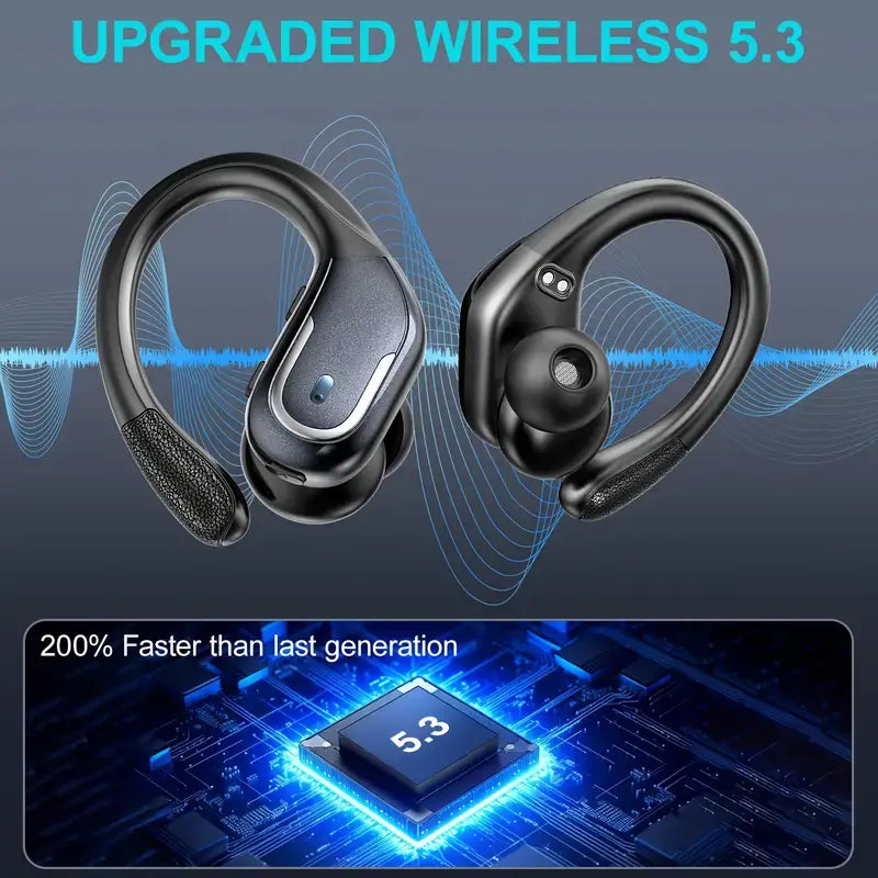 Upgrade your workout with wireless sports earbuds with bass featuring advanced wireless 5.3 technology and enhanced sound.