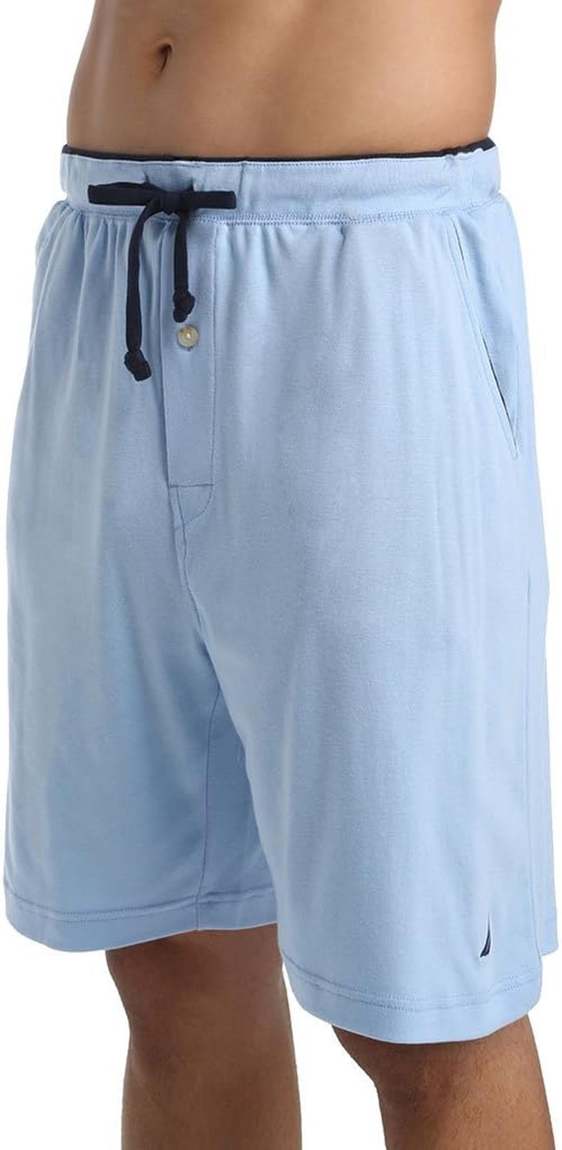 Nautica men's soft knit sleep lounge shorts with elastic waistband, casual sleepwear or lounge shorts for men.