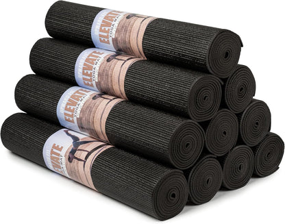 Set of five UPWARD FIT Elevate Yoga Mats, 72x24 inches, 4mm thick, non-slip, easy-to-clean gym mats for schools and studios.