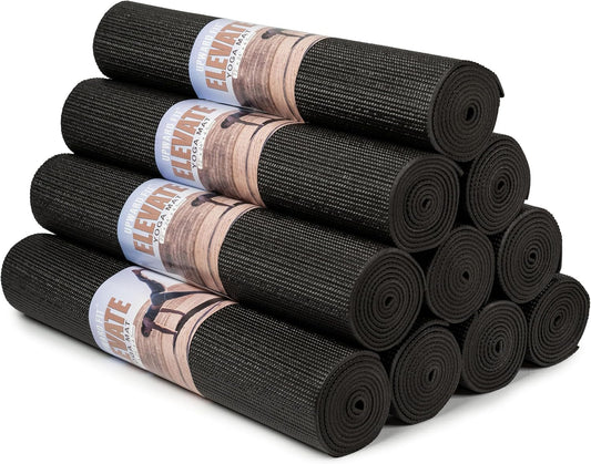 Set of five UPWARD FIT Elevate Yoga Mats, 72x24 inches, 4mm thick, non-slip, easy-to-clean gym mats for schools and studios.