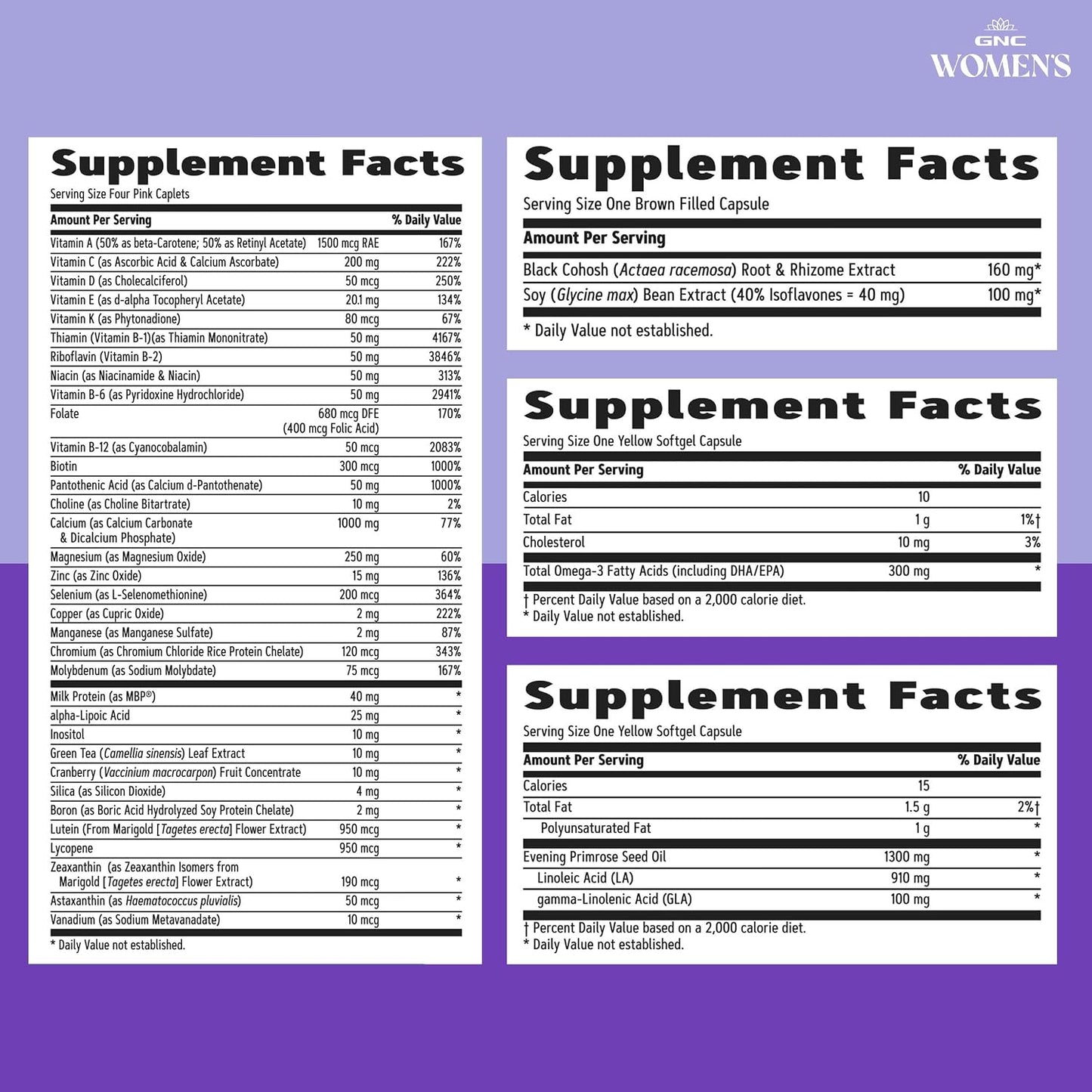 GNC Women’S Menopause Support Vitapak Program, Complete Nutrition 4 Products in 1, Hot Flash Support, Hormonal Balance, Black Cohosh, Evening Primrose Oil, 30 Daily Packs