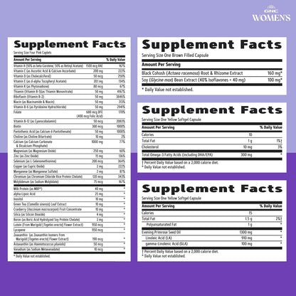 GNC Women’S Menopause Support Vitapak Program, Complete Nutrition 4 Products in 1, Hot Flash Support, Hormonal Balance, Black Cohosh, Evening Primrose Oil, 30 Daily Packs