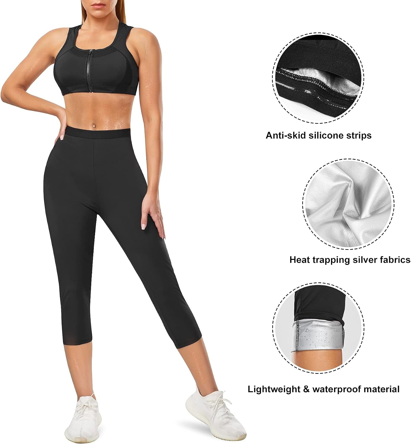 URSEXYLY High Waist Sauna Sweat Pants - Slimming Thermo Fitness Leggings in action promoting workout efficiency.