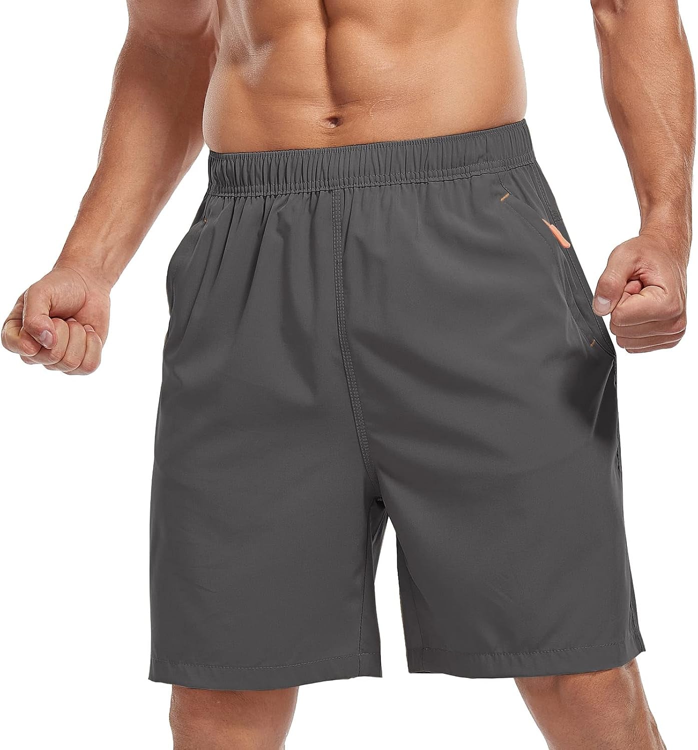 SPOSULEI men's athletic hiking shorts, water-resistant quick-dry lightweight outdoor shorts with zipper pockets.
