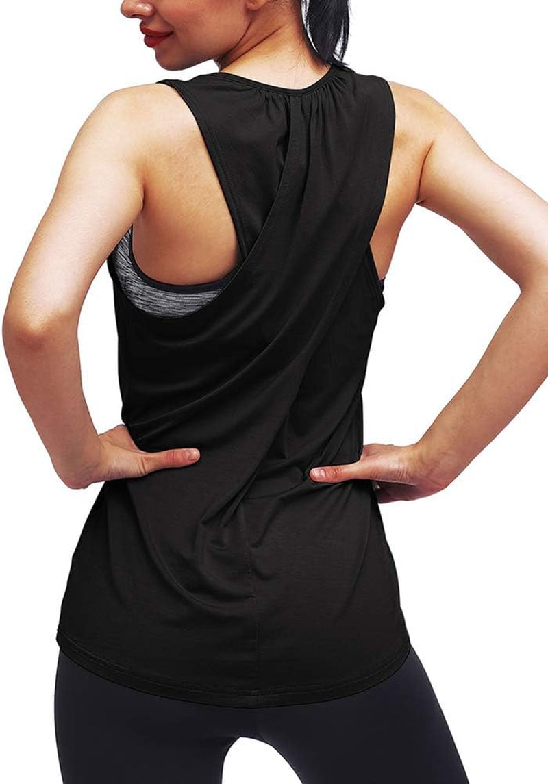 Mippo women's workout tank top, athletic yoga shirt in breathable fabric, perfect for gym, summer workouts, and active wear.