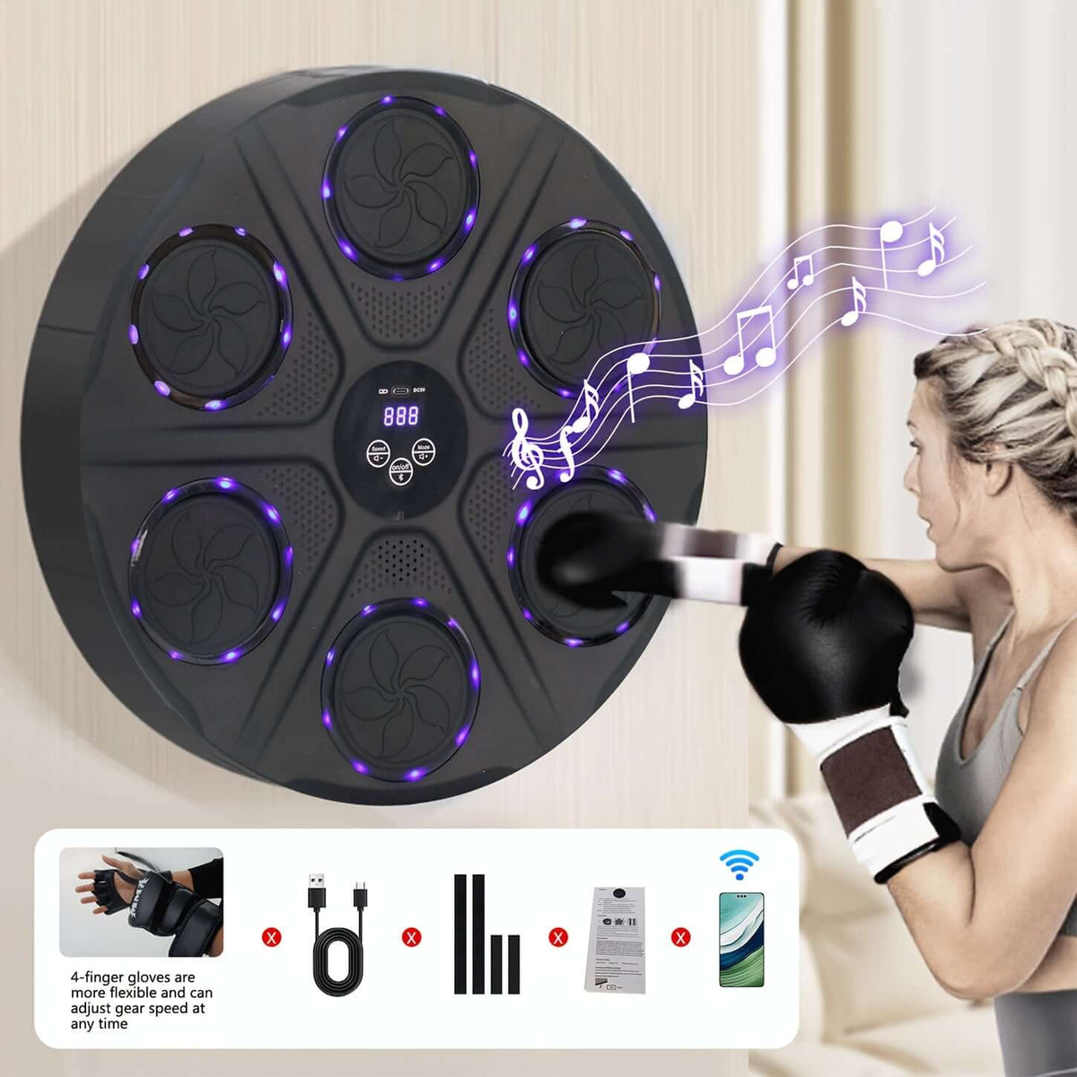 Smart Music Boxing Wall Trainer with Gloves product image 3