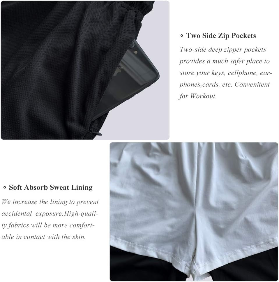 Wangdo men's 7-inch running shorts with zipper pocket, lightweight athletic shorts for gym and outdoor running activities