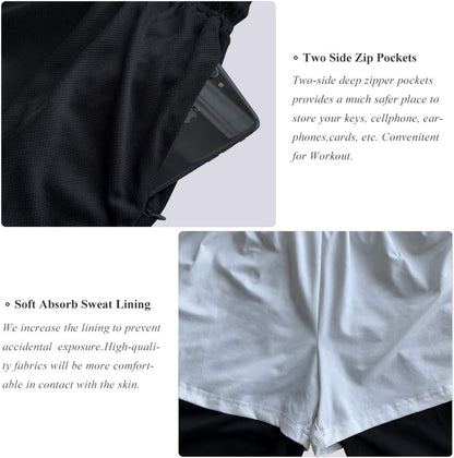Wangdo men's 7-inch running shorts with zipper pocket, lightweight athletic shorts for gym and outdoor running activities